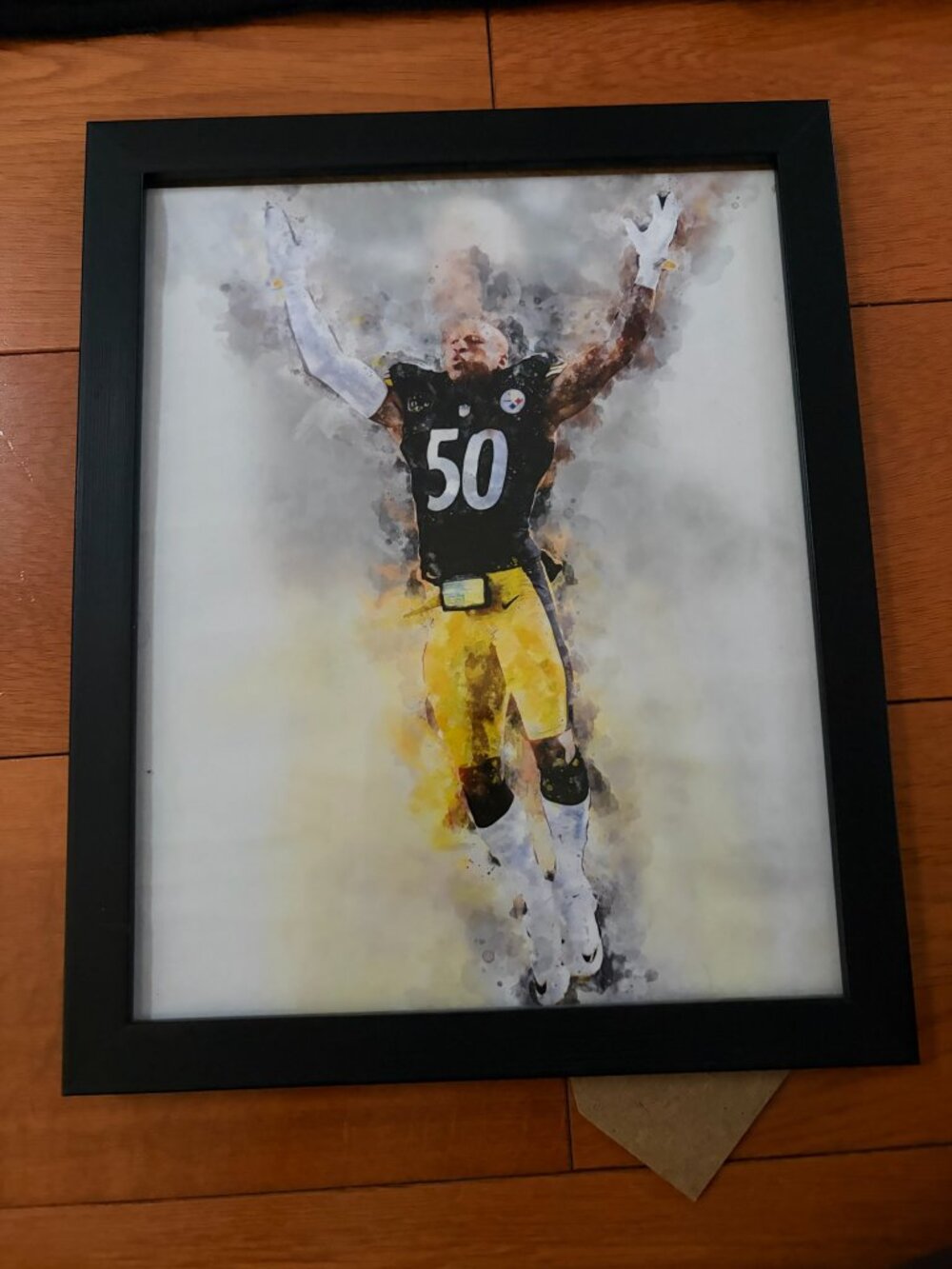 Pittsburgh Steelers #50 Watercolor Style Framed Art Print - NFL Wall Decor